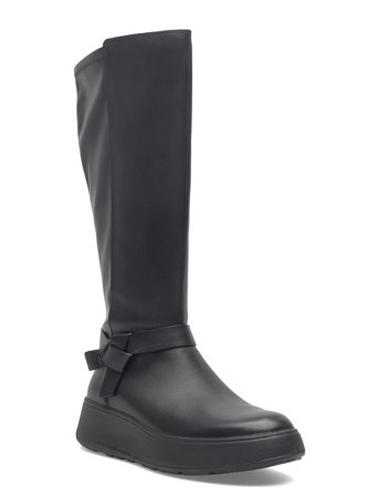 F-Mode Folded-Knot Flatform Tall Stretch Boots Black FitFlop