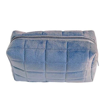 Plys makeup taske kosmetik taske til kvinder, lynlås stor ensfarvet rejse toilettaske Style1