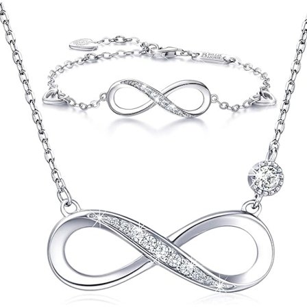 Silver 925 Sterling Silver Infinity Halsband Smyckesset