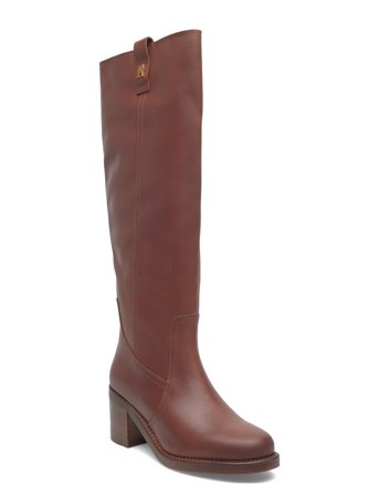 Tommy Hilfiger Riding Lthr Long Boot Block Heel - Brown - 40