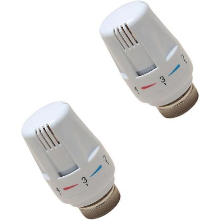 Termostatisk hoved sæt med 2 radiatorventiler termostatisk varmehoved til M30 x 1,5 gevind, varmeregulator, termostatisk hoved (Hvid)