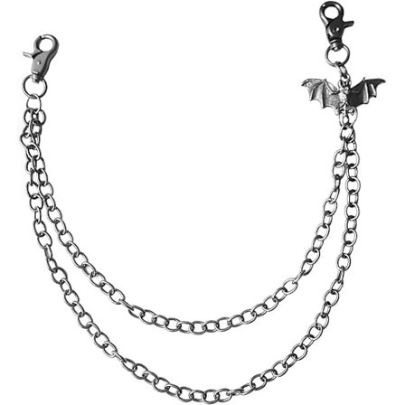 Denim Multi-lags Kæde Bælte med Flagermus Dekoration Rock Hip Hop Punk Mode Bælte Kæde Nøglering Halloween Ornamenter