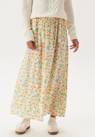 Object Collectors Item Objlorena New Long Skirt Sandshell AOP:Flower Vaatteet