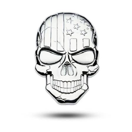 3d Stor Silverfärgad Metallskalleskelett Evil Bone Car Emblem Badge D Silver