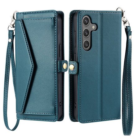 SKALO Samsung S25 FE PU-Læder Kuvert Flip Cover - Grøn