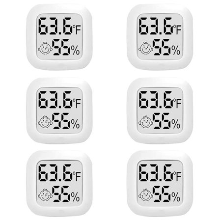 6-pak Mini Digital Termometer Hygrometer Indendørs LCD-Skærm
