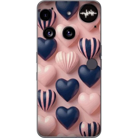 Kompatibelt Mobildeksel til Nothing Phone (3) Myke tredimensjonale hjerter i rosa og marineblå toner i et romantisk mønster