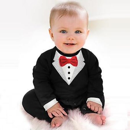 Nyfødt Gutter Tuxedo 3D Romper Jumpsuit Spedbarn 1 års Bursdag Bryllup Formell Festdrakt (18-24 Måneder)