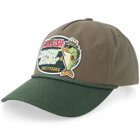 Skillfish - Grün Unconstructed Cap - Tjuvfiske Rope Dark Olive/Dark Green A-frame Adjustable @ Hatstore