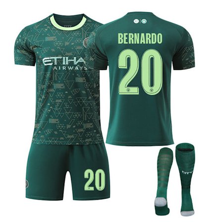 25-26 Manchester City F.C. Bortatröjor Fjärde Set NO.20 BERNARDO Barn Vuxen Fotbollsutrustning Med Strumpor