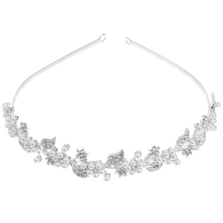 Bröllopsdiadem/Hårklämma/Hårband med strass och pärlor (Silver) (Silver)