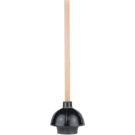 Gummi Toilet Plunger, Dobbelt Trykkraft Kop, Heavy Duty, Kommerciel Kvalitet Med Træhåndtag
