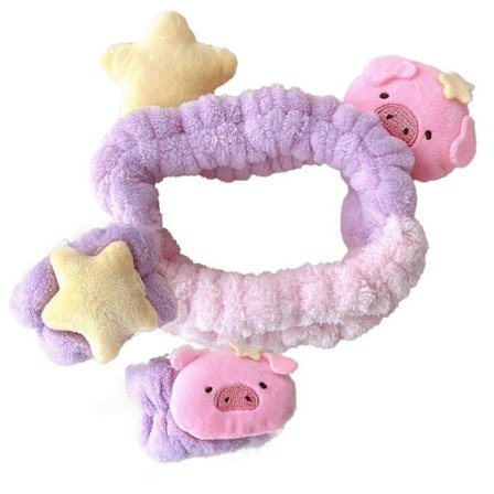 3-pak Makeup-Hårbånd Sød Jordbær Hudpleje Hårbånd Makeup Spa Ansigtsrensning Hårbånd (Mørklilla)