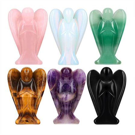 Naturlig Krystal Skytsengel Statue Helbredende Sten Udskæring Boligindretning Gaver