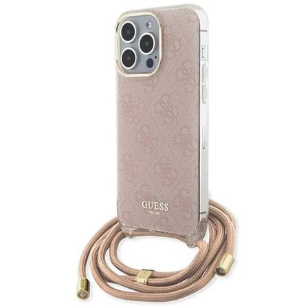 Guess Crossbody Cord 4G Print -kotelo iPhone 15 Pro Maxille - vaaleanpunainen
