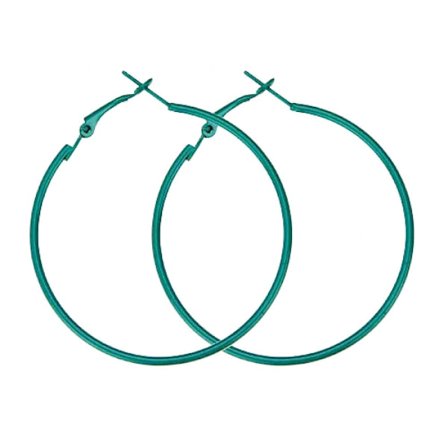 Blanka Tunna Runda Hoop Örhängen - 5 cm - Gröna / Mintgröna