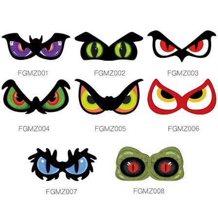 Halloween Dekorationer Uhyggelige Øjne Lys - 53 cm Store Vindues Øjne Lys i Træ med 8 Farvetilstande til Halloween Dekoration