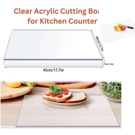 Transparent Akryl Skärbräda med Kant för Bänkskiva för Frukt, Kompatibel för Köksanvändning