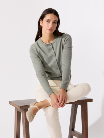 MATCH - Olea cardigan i merinoblanding - Marie Philippe - Str. XL - Dame - Gensere & Cardigans - Grønn - 55% ull - merino, 45% bomull