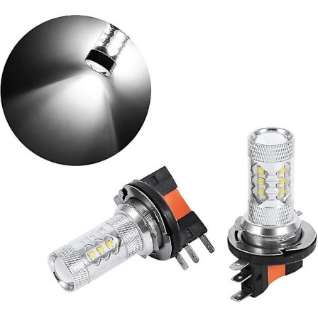 2 stk. 80w H15 LED Pærer Hvide Bil Forlygtepærer LED Kørelys Pære Udskiftningslampe