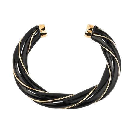 Aurélie Bidermann Diana resin and gold plated twisted bangle bracelet , Zwart , Dames , Maat: ONE Size Armbanden