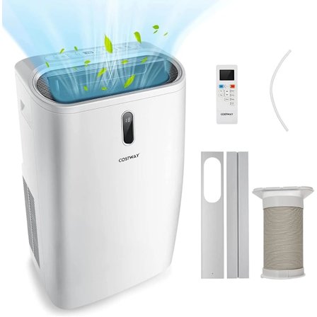 5 i 1 klimaanlæg 14000 BTU Varme & Køling & Blæser & Affugtning Bærbart klimaanlæg til 40 m2 44,5 x 39 x 77 cm Hvid