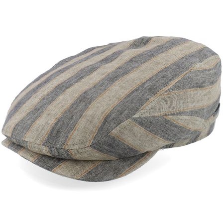 Stetson - Brun flatcap Keps - Driver Cap Linen Striped Flat Cap @ Hatstore