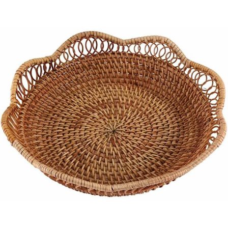 Håndvevd rotting oppbevaringskurv kurv fruktkurv vevd brett restaurantbeholder dekorasjon S-23X5.5Cm