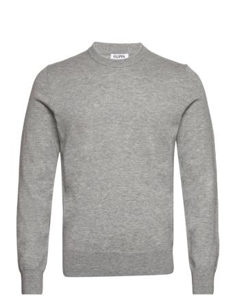 Cotton Merino Sweater Strikkegenser M. Rund Krage Grå Filippa K*Betinget Tilbud