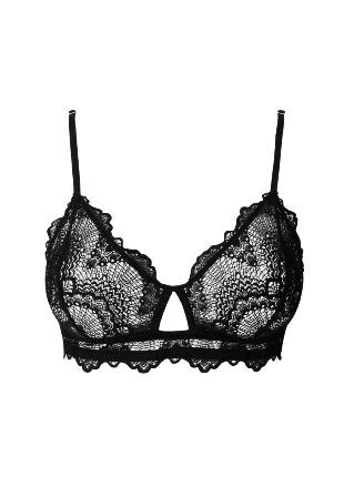 Understatement Lace Cut-out Triangle Bralette Bh Dam Svart XXL