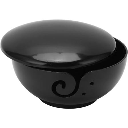 CDQ Garnbolle med lokk - Garnbeholder Plast Organizer Holder Strikking Heklet Tilbehør - Svart