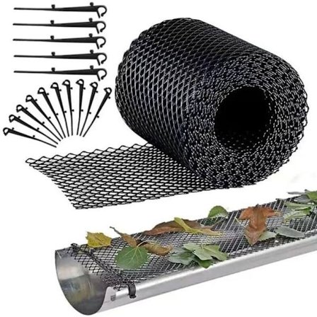 Plast Takrennebeskyttelse, 18cm x 8m, Kraftig Maske Takrennebeskyttelse, Løvfilter, (18cm x 8m)
