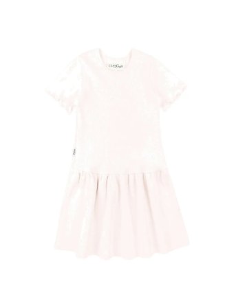 Classic Rib Short Sleeve Dress Pink Gugguu