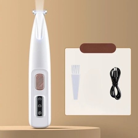 Trådløs hårtrimmer til kæledyr med LED-lys - lydløs, genopladelig hvid Hvid