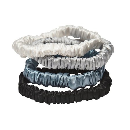 Lenoites Mulberry Silk Skinny Scrunchies White, Light Grey, Blue, Black, Hår, Hårpynt, Scrunchies