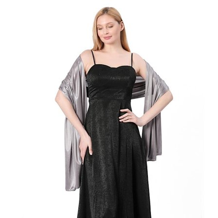 Dame satin silke sjal og kappe 200*70CM - Mørkegrå