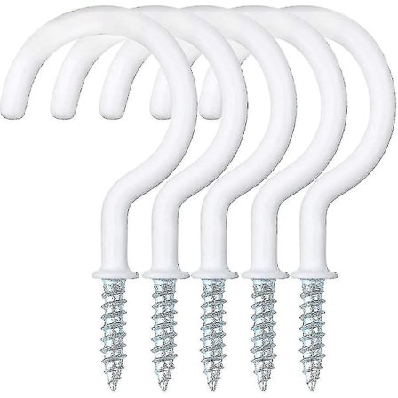 Kopkroge, 30 stk. Skru Kroge Hvide Kops Holder Plastikbelagt Tung