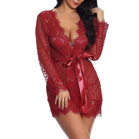 Kvinders Sexede Lingerie Chemises & Negligees Kjole Ren Farve Elskere Hot Komfort Hjem Daglig Seng Bomuld Åndbar Plungi-happygo.S.Vin
