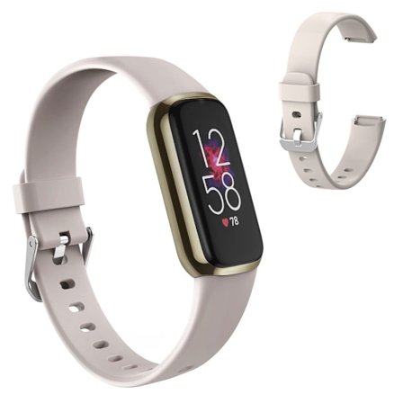 Fitbit Luxe silikoni yksivärinen kellonhihna - Beige / Koko: S