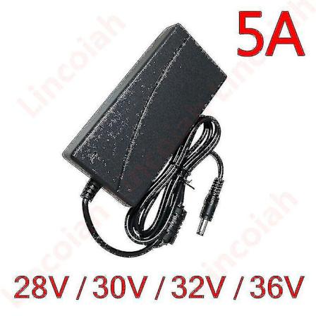 AC 100V-240V DC 28V 30V 32V 36V 5A EU US UK AU-kontakt 5,5x2,5mm strømadapter lader strømforsyning