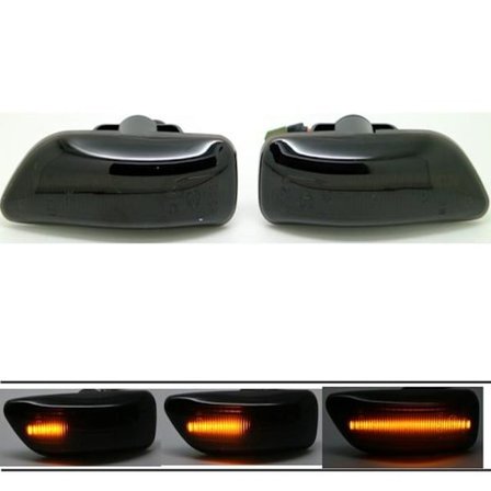 LED Dynamisk Blinklys Volvo S60 V70 S80 XC70 Røyktonet Glass 2-pakning svart