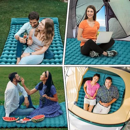 Självuppblåsande liggunderlag för camping, 200 x 70 cm, hopfällbar med fotpump, uppblåsbar, vattentät luftmadrass för camping{YFL}