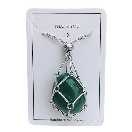 Kristallsten Hållare Halsband, Justerbar Kristallbur Halsband Hållare, Kristallsten Kedja Mesh Hänge, Ädelstenssmycken Gåva, 100% Ny Grön