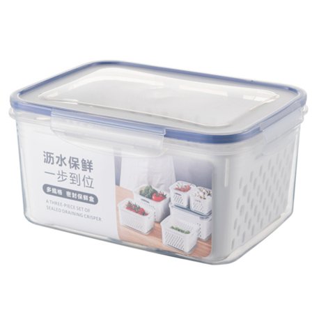 Kylskåp med dubbla lager Färsklåda Dränerande förvaringsbehållare för frukt och grönsaker