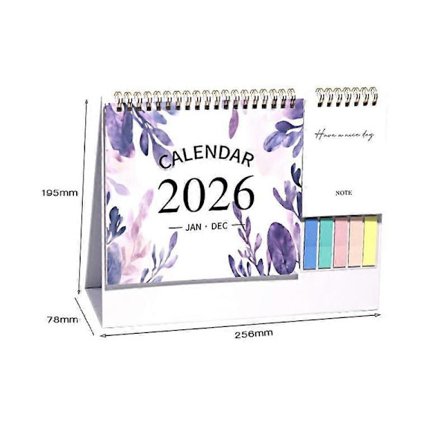 Bærbar Jan. 2026 - Des. 2026 2026 Blomsterkalender Sammenleggbar Planlegging Engelsk Kalender Fargerik Daglig Studieregistreringskalender Hjem