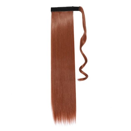 Syntetiskt hår 18/24 tum långt rak hästsvans omlott hästsvansklämma i hårförlängningar Svart hårstycke Huvudbonader