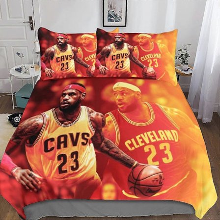 LeBron James Påslakan Basketbollmönster Tryckt Sängkläder Täcke med Dragkedja för Heminredning, för Barn Tonåringar Vuxna 135*200 CM
