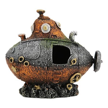 Akvariedekoration i harpiks med sunket skib til saltvand og ferskvand