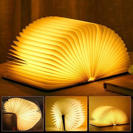 Wooden Book Light,novelty Folding Book Lamp, Folding Night Light,usb Rechargeable Wooden Table Lamp,magnetic Design- Creative Gift Home Office Decor