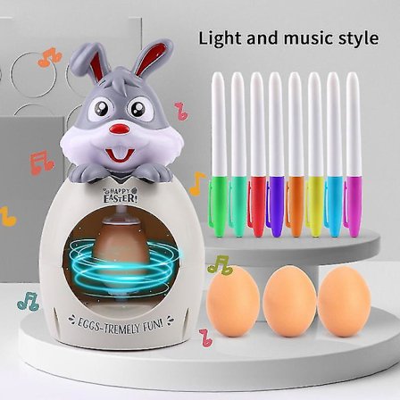Påskeæg DIY Graffiti Elektrisk Roterende Maskine Med Lys Musik Maler Kanin Æg Malemaskine Børns Fødselsdagsgave